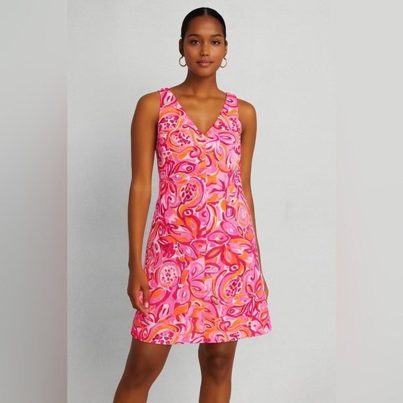 Lilly Pulitzer NWT Calissa Dress Pink Pout Mango Salsa Size 00 - Picture 1 of 8